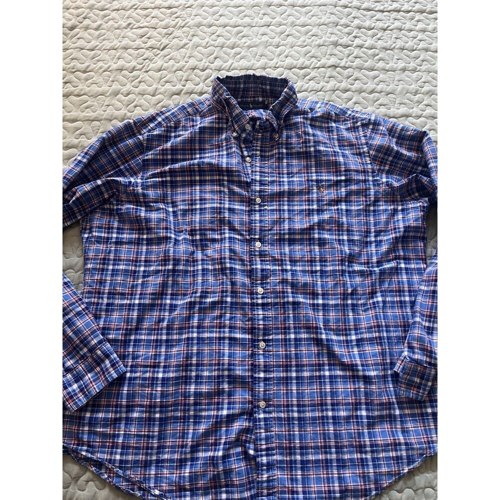 XXL Ralph Lauren Classic Fit Long Sleeve Flannel Plaid Shirt 100% Cotton Men’s